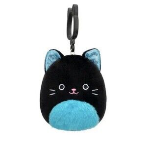 Squishmallows Eponine the Black Cat with Furry Tummy 3.5"H Clip-on